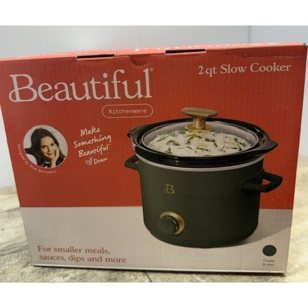 BEAUTIFUL BY DREW BARRYMORE 2 QT Slow Cooker - Thyme Green - NEW Crock Pot